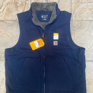 Carhartt Navy Sherpa-Lined Work Vest Men’s Size Large New